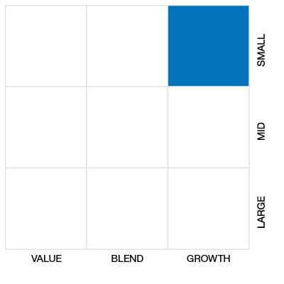 Market capitalization is small. Equity style is growth.